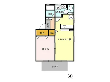 ドリームスカイ B(1LDK/1階)の間取り写真