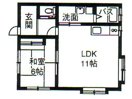 ベルウィンク(1LDK/2階)の間取り写真