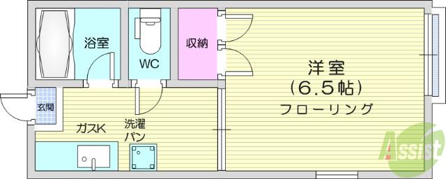 フレンズ1(1K/2階)の間取り写真