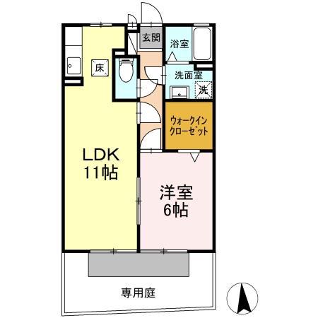 エクセル大和(1LDK/1階)の間取り写真