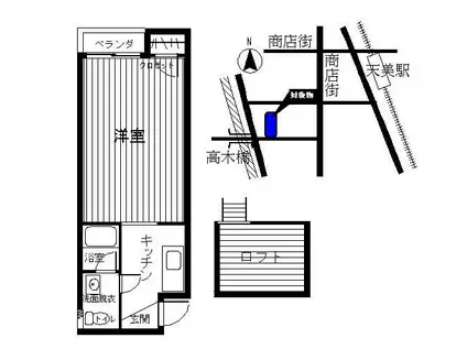 ラコート天美(1K/3階)の間取り写真