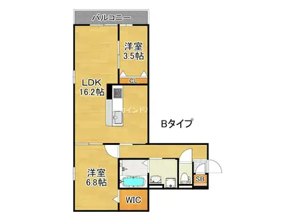 CLASHIST墨江(2LDK/3階)の間取り写真