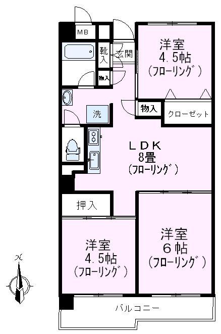 ハイツ神泉(3DK/3階)の間取り写真