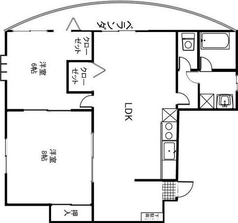 シャモットつくば(2LDK/3階)の間取り写真