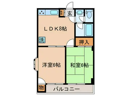 宮内ハイツ(2LDK/3階)の間取り写真