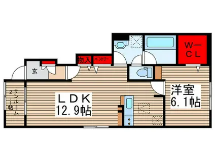 京成本線 京成臼井駅 徒歩15分 2階建 築4年(1LDK/1階)の間取り写真