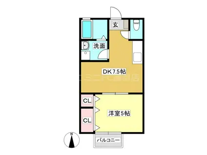 アビテナポールIII(1DK/2階)の間取り写真