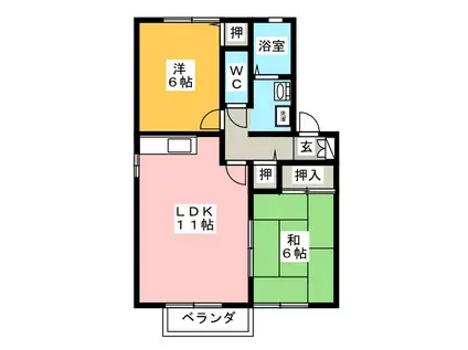 アムールAOKI 南棟(2LDK/2階)の間取り写真