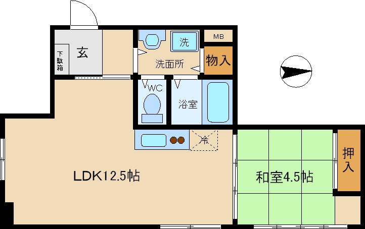 MANSION七福(1DK/2階)の間取り写真