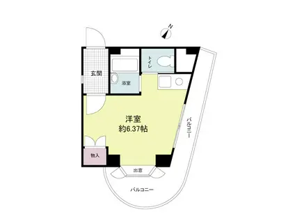 ヒルズ六甲(ワンルーム/4階)の間取り写真