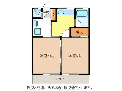 ハイツ小島(2DK/1階)の間取り写真