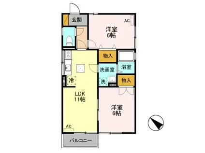 グランシャリオK 101(2LDK/1階)の間取り写真