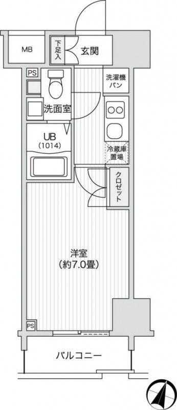 レジディア笹塚II(1K/6階)の間取り写真