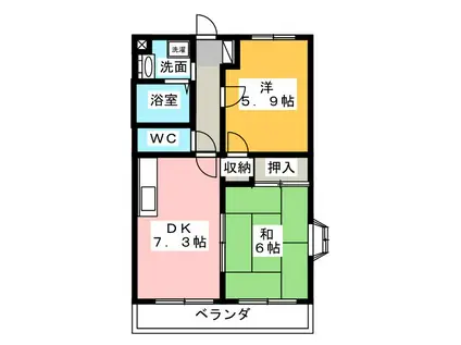 マンション磯田(2DK/1階)の間取り写真