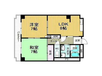 エルファミーレ(2DK/6階)の間取り写真