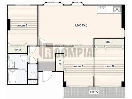 ツインズ・イケダ(3LDK/4階)の間取り写真
