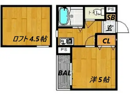 アグレアーブル塚口(1K/1階)の間取り写真
