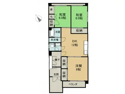 曽根ビル(3LDK/2階)の間取り写真