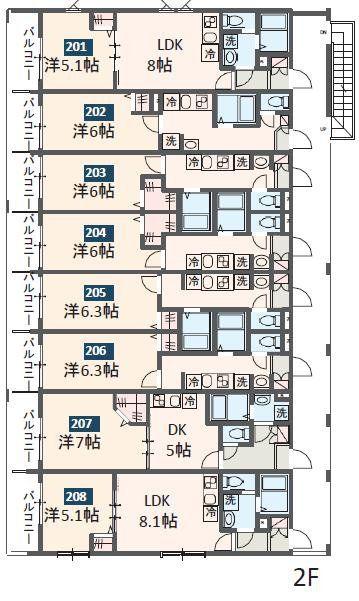 MELDIA京成大和田II(1K/2階)の間取り写真