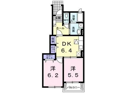 グレイスガーデンII(2DK/1階)の間取り写真