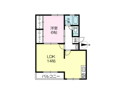 ときわコーポ1号館(1LDK/2階)の間取り写真