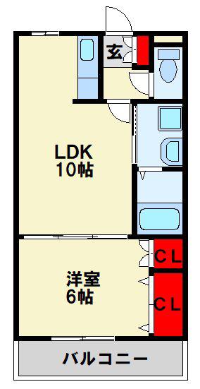 ローズ・フェアリー(1LDK/4階)の間取り写真