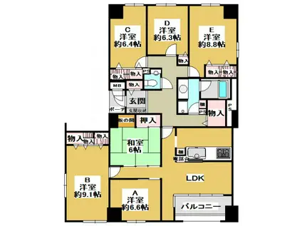 三田カルチャータウン・リフォレA棟 関学男子シェアハウス101(ワンルーム/1階)の間取り写真