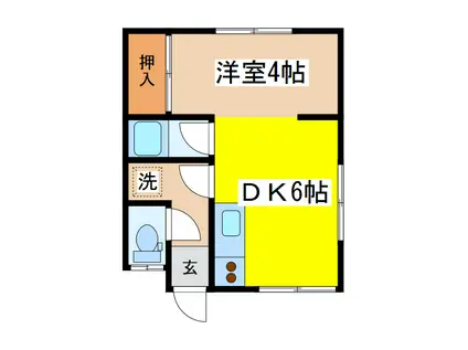 フラワーハイツ(1DK/1階)の間取り写真