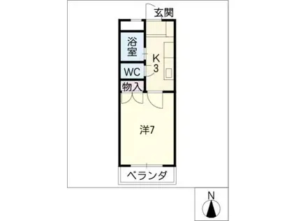 木原ハイツ(1K/1階)の間取り写真