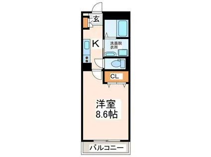 ポルコ・ローサ(1K/5階)の間取り写真