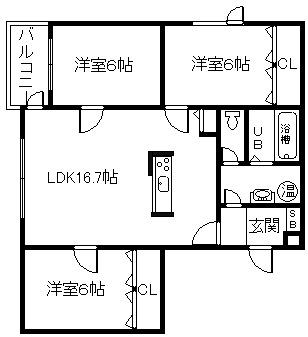 アルグレース豊岡(3LDK/3階)の間取り写真