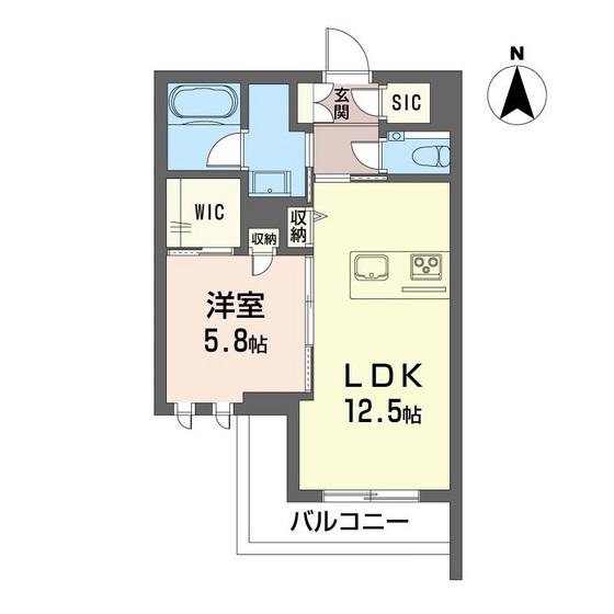 アーバンT(1LDK/1階)の間取り写真