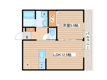 GRESS長町1丁目(1LDK/3階)の間取り写真