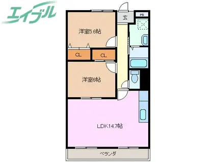EMBELLIR(2LDK/2階)の間取り写真