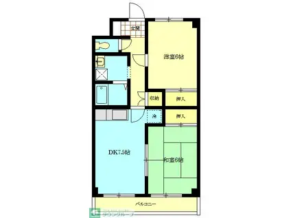 クローカス藤沢(2DK/3階)の間取り写真