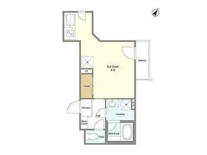 BLANC MARIE(ワンルーム/2階)の間取り写真