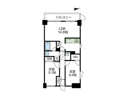 コルティーレ久が原(2LDK/1階)の間取り写真