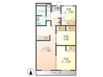 アコールヤマショウ(3LDK/4階)の間取り写真