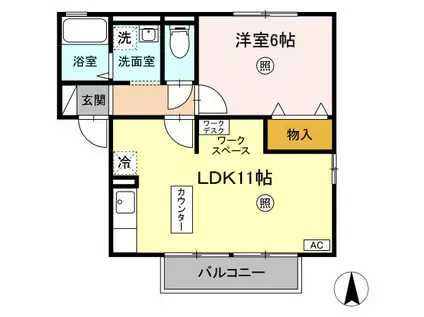 ロイヤルビレッジYS VI(1LDK/1階)の間取り写真