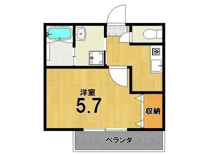 LUCIAZ一乗寺(1K/1階)の間取り写真