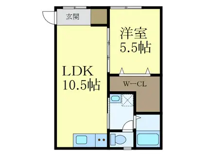 TJ鳴神2(1LDK/2階)の間取り写真