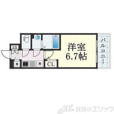 エスリード ザ・グラン大阪ノース(1K/11階)の間取り写真