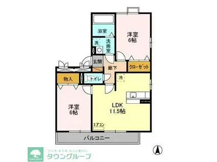 グランドゥールI(2LDK/3階)の間取り写真