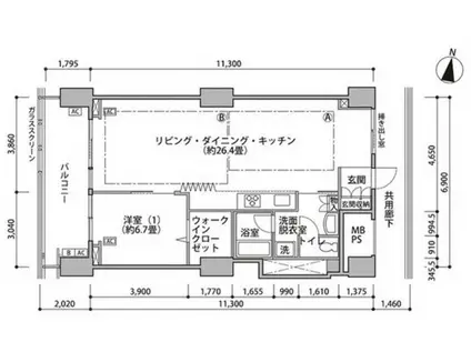 東雲キャナルコートCODAN16号棟(1LDK/11階)の間取り写真