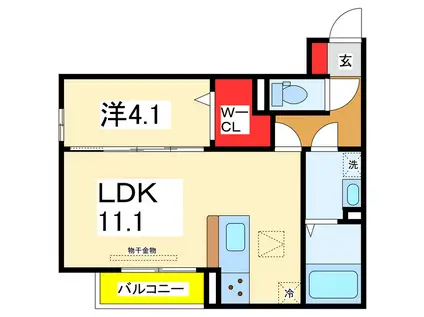 ストラスブール(1LDK/1階)の間取り写真