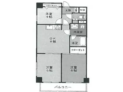 ランデージ神戸花隈(2SDK/1階)の間取り写真