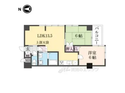 シンフォニー太子道(2DK/8階)の間取り写真