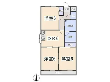 サウスシャトーONE(3DK/3階)の間取り写真