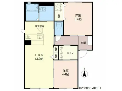 クラヴィエ東久留米A(2LDK/1階)の間取り写真