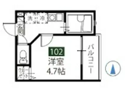 MELDIA西新井本町(1K/1階)の間取り写真